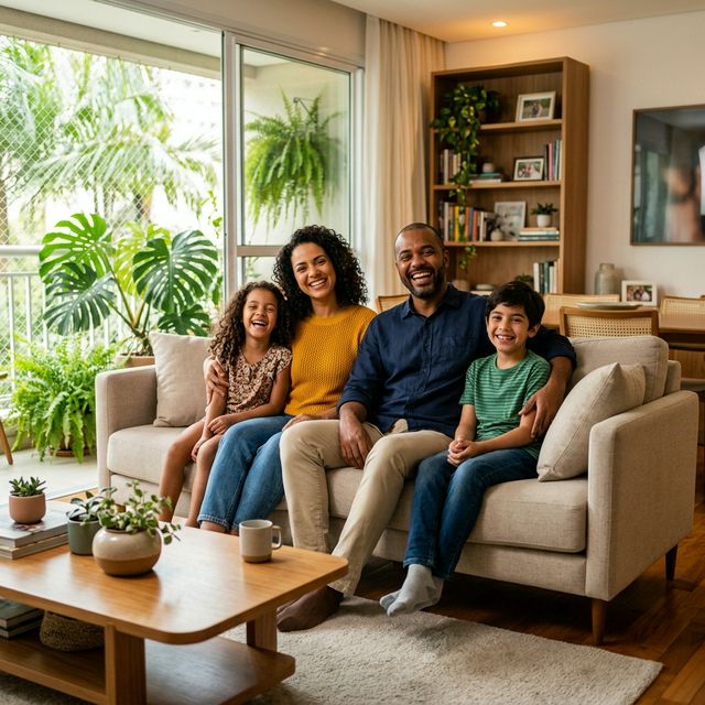 Família feliz e saudável